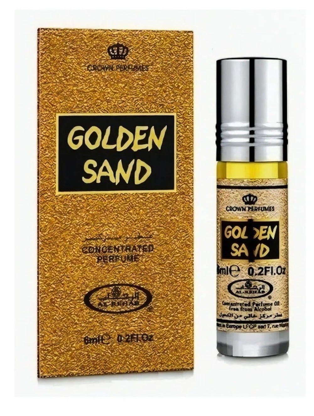 Al-Rehab Golden Sand 6ml bottle for portable, long-lasting fragrance on the go