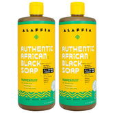 Alaffia African Black Soap Peppermint 32oz bottle for refreshing facial cleansing.