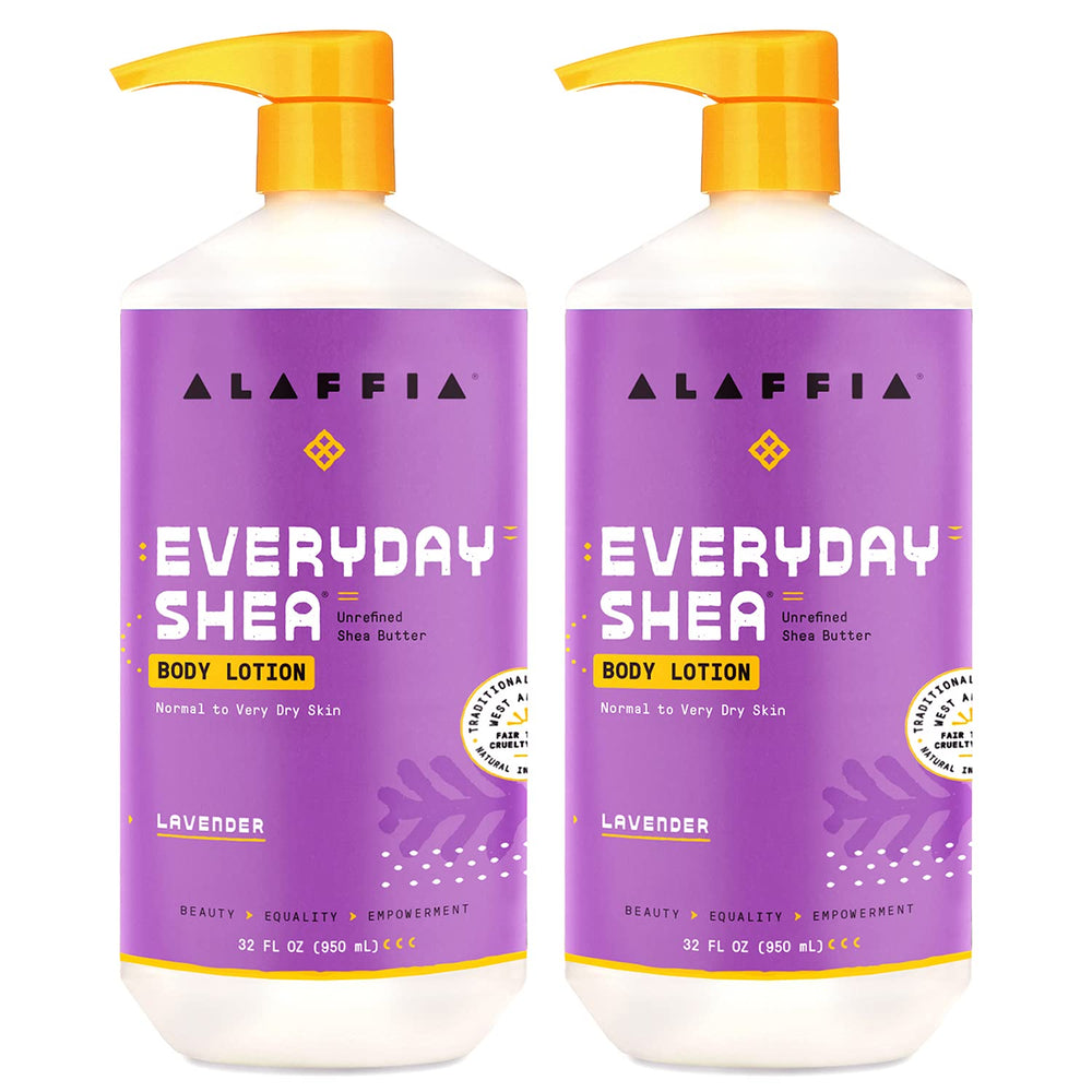 Alaffia Everyday Shea Body Lotion bottle showcases rich hydration for dry skin.