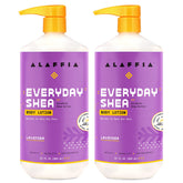 Alaffia Everyday Shea Body Lotion bottle showcases rich hydration for dry skin.