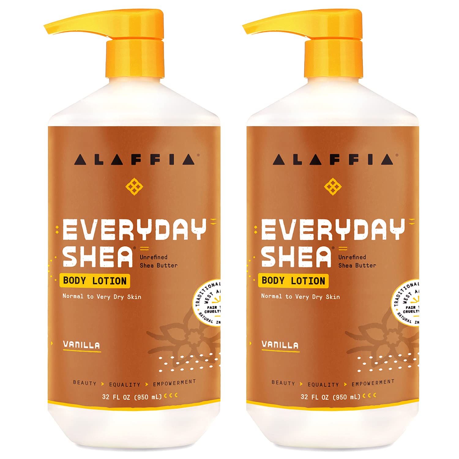 Alaffia EveryDay Shea Body Lotion Vanilla bottle for deep hydration.