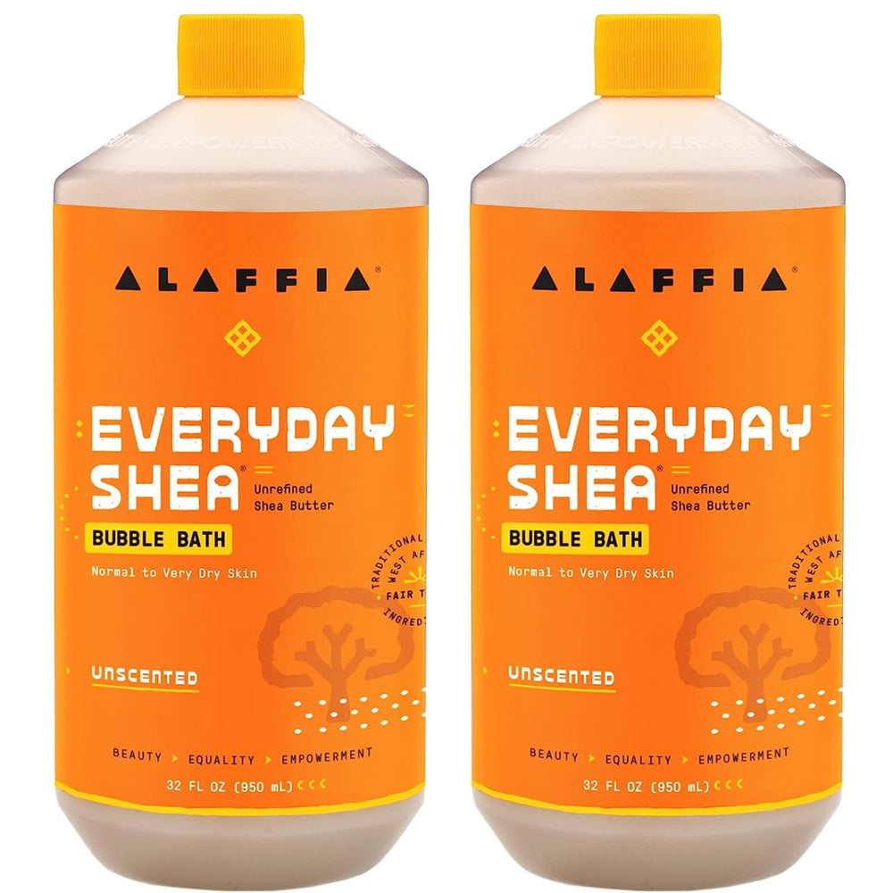 Alaffia Everyday Shea Bubble Bath bottle pour for gentle cleansing.
