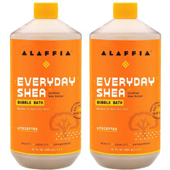 Alaffia Everyday Shea Bubble Bath bottle pour for gentle cleansing.