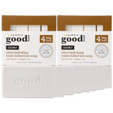 Alaffia Good Soap Coconut 8-bars pack delivers long-lasting moisturization for busy households.