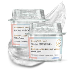 Alana Mitchell anti-aging peel-off mask packaging in a two-pack for travel-friendly care.