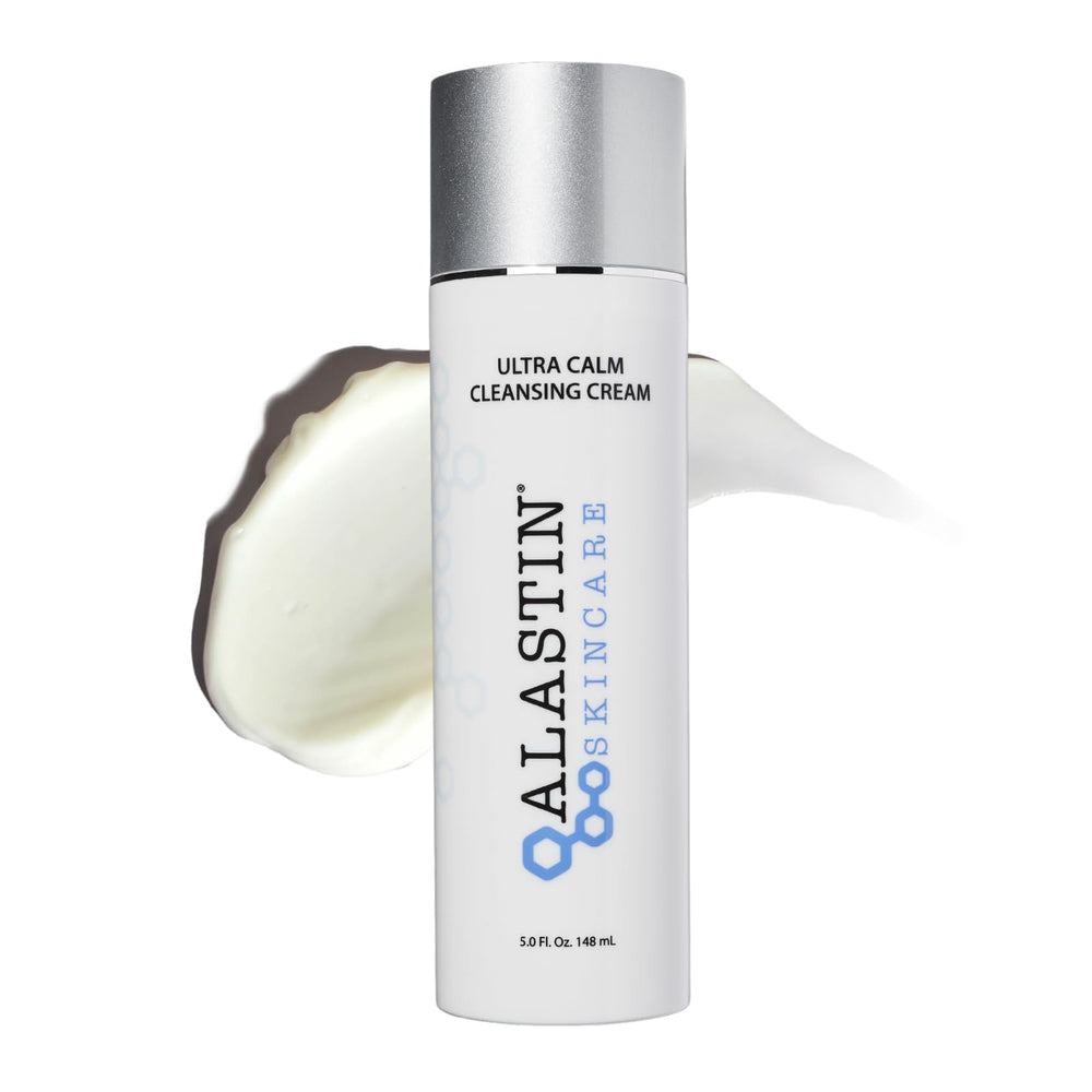 ALASTIN Ultra Calm Cleansing Cream bottle pour — gentle hydration for sensitive skin.