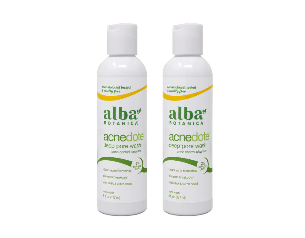 Alba Botanica Acnedote Deep Pore Wash bottle pour for easy application and clear skin