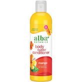 Alba Botanica Body Builder Mango bottle demonstrates volumizing conditioning