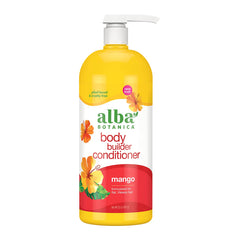 Alba Botanica Body Builder Mango bottle, 32 oz, for long-lasting conditioning.