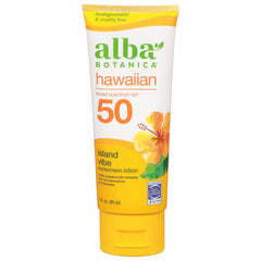 Alba Botanica Island Vibe SPF 50 sunscreen tube with portable protection