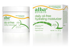 Alba Botanica Aloe & Green Tea Moisturizer pack shot highlights an oil-free daily hydrator.