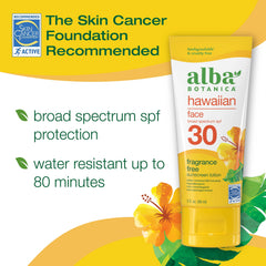 Broad-spectrum SPF 30 face sunscreen with lightweight, non-greasy feel.