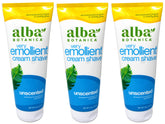 Alba Botanica Very Emollient Unscented cream shave front view, 3-pack, ideal for fragrance-free routines