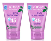 Alba Botanica Very Emollient Kids Sunscreen SPF 45 bottle front view, gentle protection.