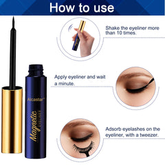 Alcastar+ magnetic lashes applied to eye for natural look