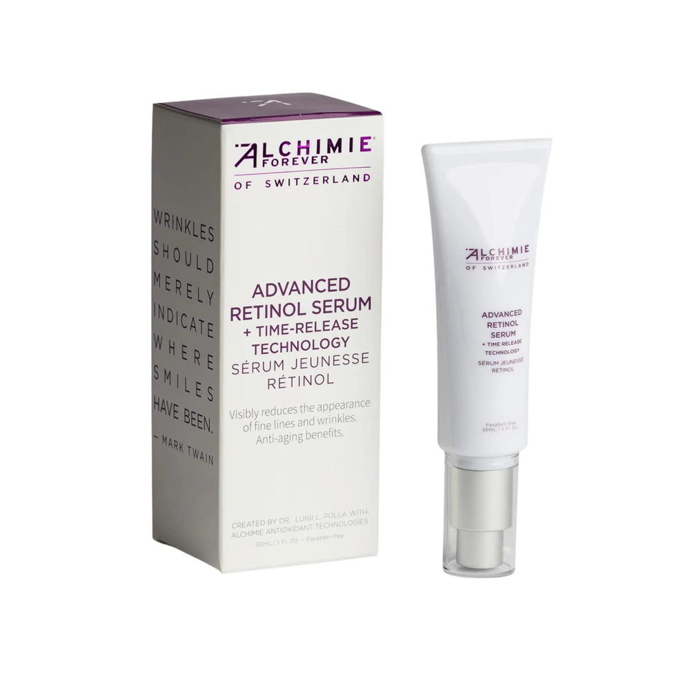Alchimie Forever Advanced Retinol Serum bottle shown for premium skincare use