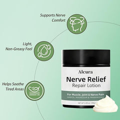 Alcura Nerve Cream ingredient panel shows calendula and magnesium for gentle nourishment.