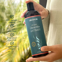 This Aleavia Citrus Bliss pour demonstrates a gentle cleansing moment for daily freshness.