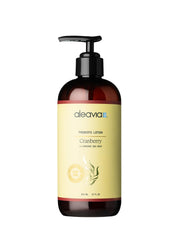 Aleavia Cranberry Prebiotic Body Lotion bottle with lightly scented, hydrating formula.