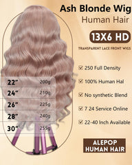 Alepop ash blonde wig made from 100% human hair for premium feel