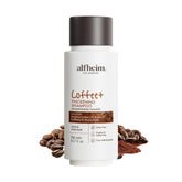 ALFHEIM Coffee+ Shampoo bottle-front view highlighting energizing scalp care and volume