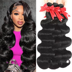 ALIANNA 12A body wave bundles full view in natural black, ideal for everyday styling.
