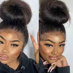 Alidiamond 360 lace front wig with natural yaki straight texture and seamless hairline