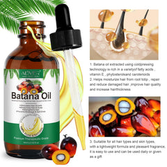 Hair strands glow with ALIVER Batana Oil for renewed shine.