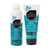 All Good Sport sunscreen spray 6oz for quick, lightweight sun protection on the go.