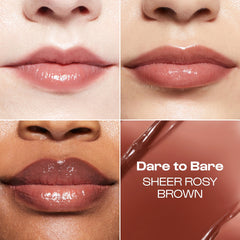 ALLEYOOP Lip Goals sheer rosy brown tint enhances lips with subtle color and shine.