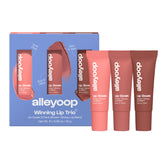 ALLEYOOP Lip Goals Trio front-facing box shows three tinted balms for on-the-go hydration.