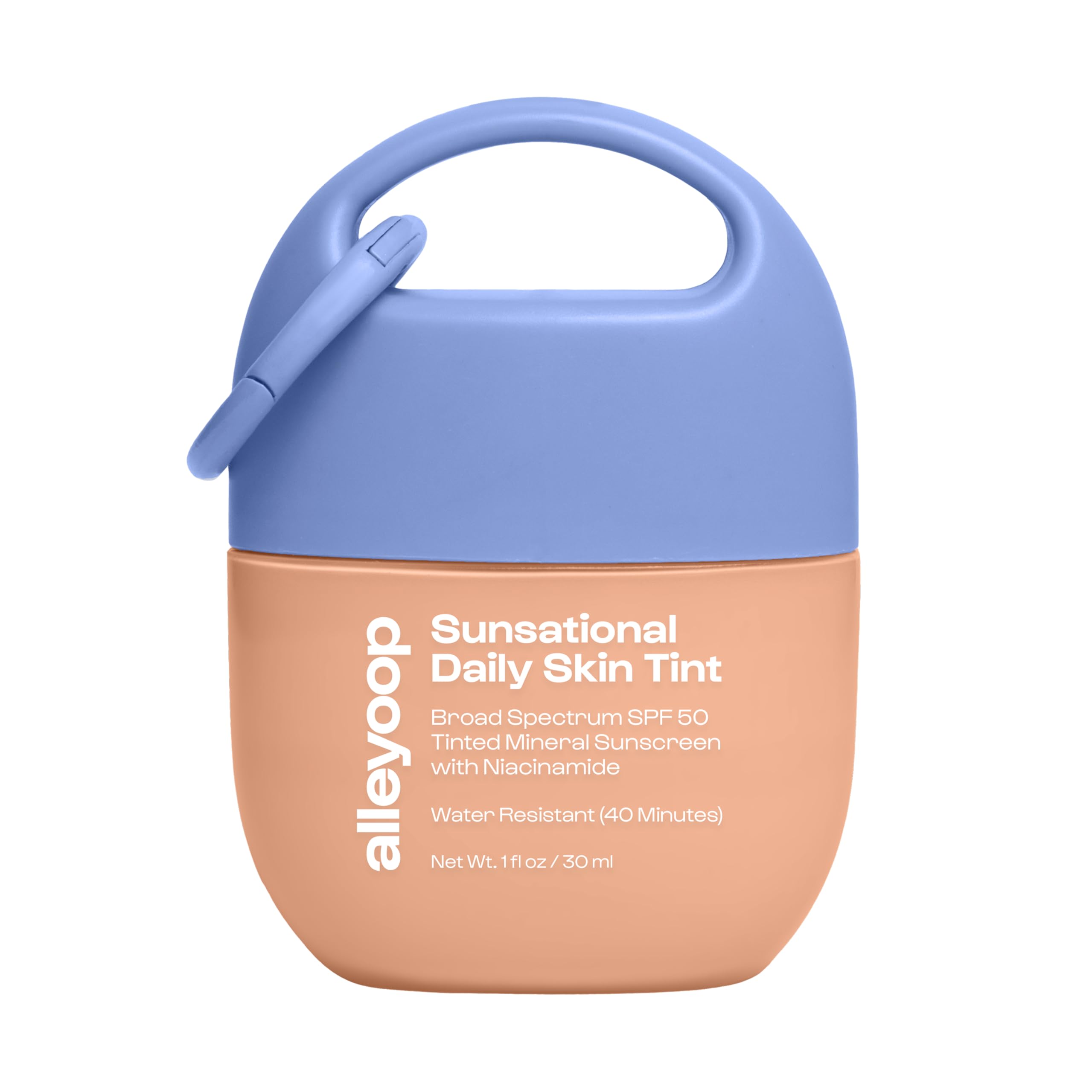 ALLEYOOP Sunsational bottle pump for easy, mess-free tinted SPF 50 application.