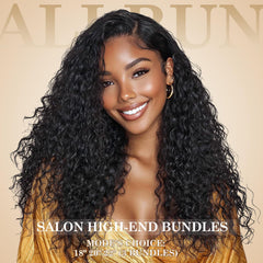 ALLRUN Burmese curly bundles 20-inch close-up highlighting shine and tangle-free wear