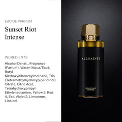 AllSaints Sunset Riot Intense packaging box signals gift-ready luxury.