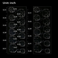 Allstarry sheet of sizes displayed helps choose the right fit for every nail.