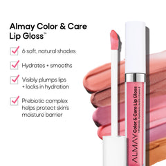 Almay Color & Care lips application close-up demonstrates smooth, non-sticky finish