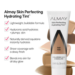 Almay Hydrating Liquid Foundation Tint color swatches showing shade 130 Sand