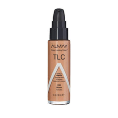 Almay Liquid Foundation bottle showing truly lasting color for all-day wear.