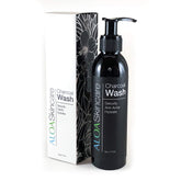 ALOA skincare detoxifying charcoal face wash bottle highlighting detoxifying formula for pores