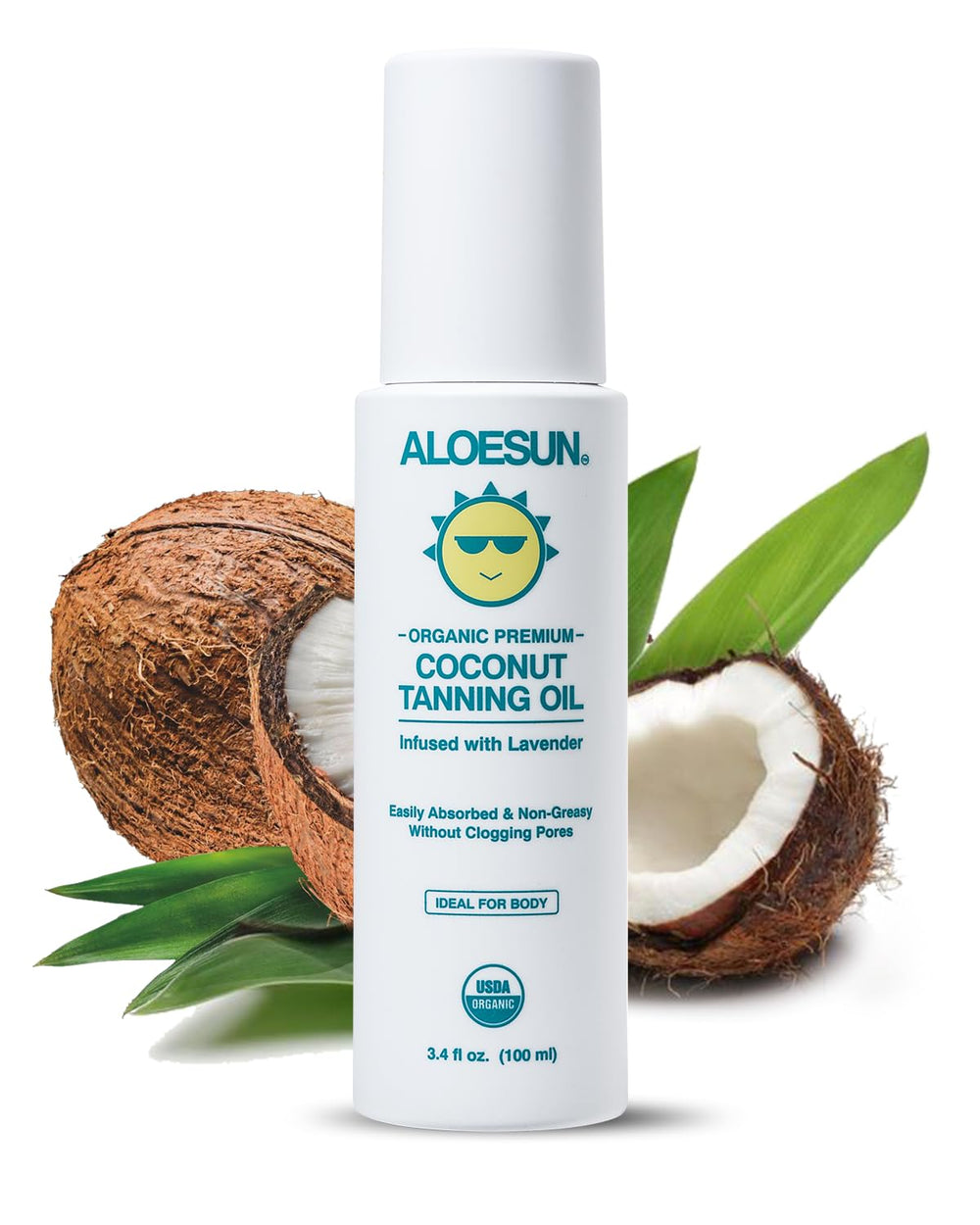 ALOESUN coconut tanning oil spray bottle showing easy application and hydration