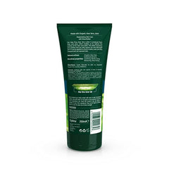 Close-up of Aloe Pura label shows vegan, paraben-free formulation.