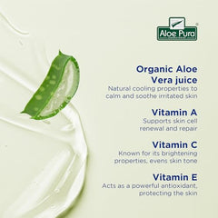 Aloe Pura ingredients highlight vitamins A, C and E.