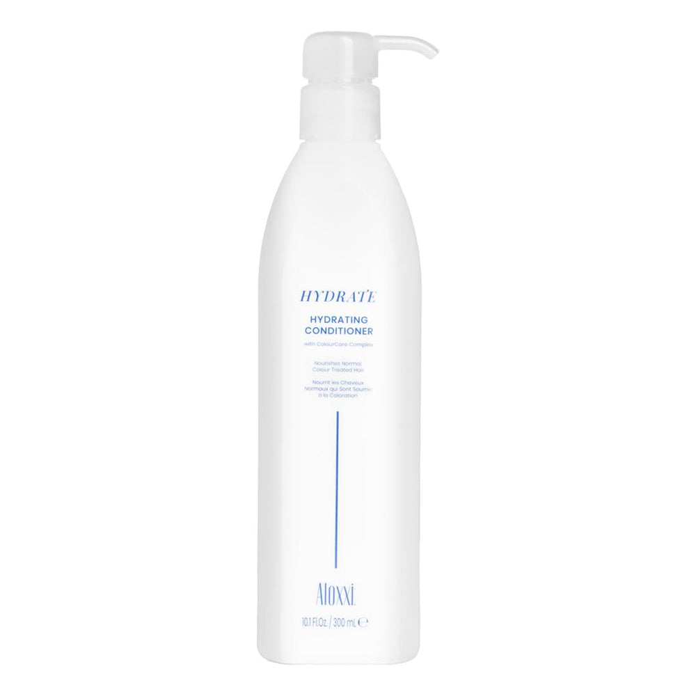 ALOXXI Hydrating Color Protectant Conditioner bottle with rich moisture for color-treated hair and shine.