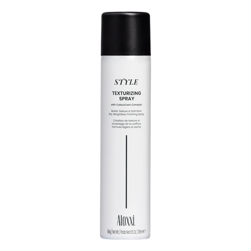 ALOXXI Texturizing Spray bottle showing lightweight texture for natural movement.