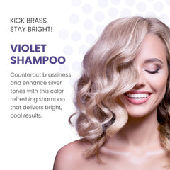 ALOXXI violet shampoo brass-neutralization visibly brightens warm undertones in blonde hair
