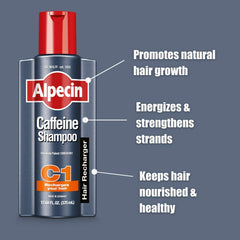 Alpecin C1 caffeine shampoo lab scene highlighting German engineering