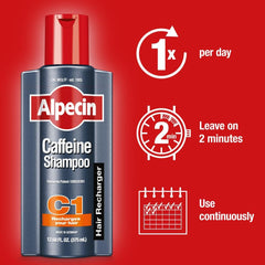 Alpecin C1 caffeine shampoo label closeup showing ingredients engineering
