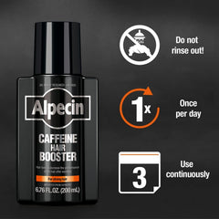 Alpecin Caffeine Hair Booster caffeine-zinc-niacin blend close-up supports scalp vitality.