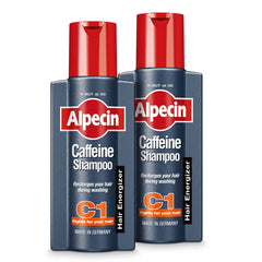 Alpecin Caffeine Shampoo C1 bottle front for refreshing scalp cleanse