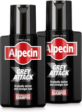 Alpecin Gray Attack bottle front with dual-pack branding for easy color maintenance.